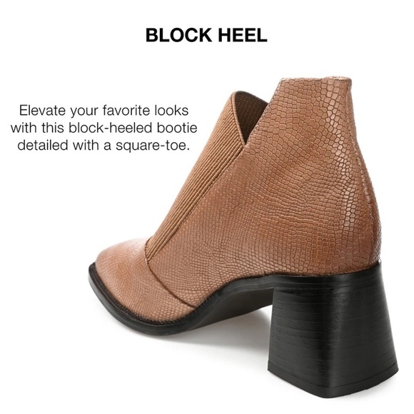 Journee Signature Women's Stylla Stretch Vamp Leather Block Heel Shooties Size 9 - Picture 3 of 11
